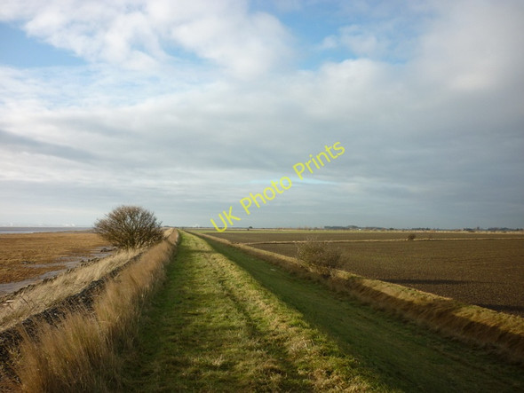 Photo 6"x4" Walking west along the flood bank Sunk Island Sands c2011