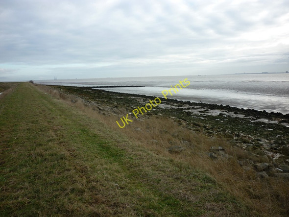 Photo 6"x4" Looking east along the north bank of the River Humber Sunk Island c2011
