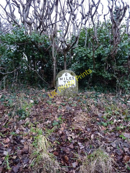 Photo 6"x4" The Backwell milestone - detail Flax Bourton c2011
