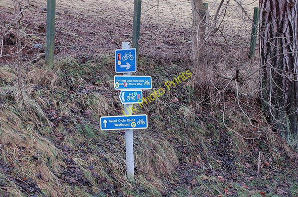 Photo 6"x4" Cycle route signs at Haugh-head Innerleithen c2011