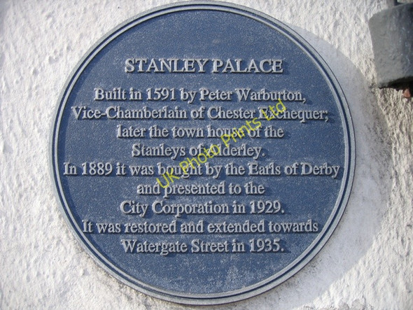 Photo 6"x4" Blue plaque on Stanley Palace Chester c2008