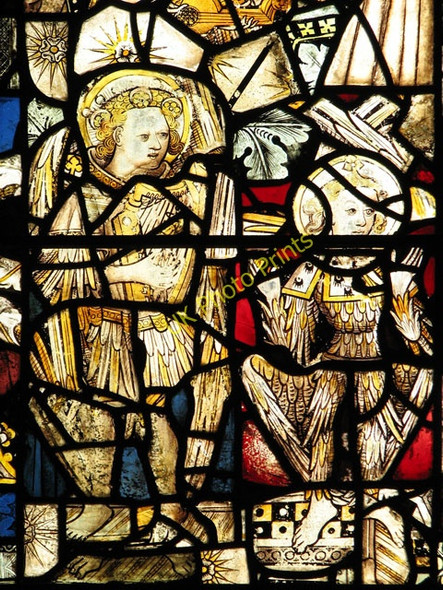 Photo 6"x4" The church of All Saints, Bale - medieval glass Bale c2011