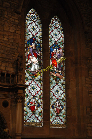 Photo 6"x4" Stained glass window, Kempsey church Callow End c2011