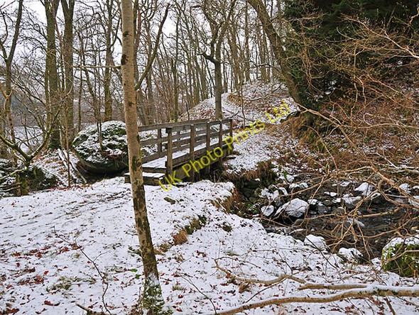 Photo 6"x4" Bridge over the Allt an Fhionn burn in Glentarken Wood St Fillans c2008