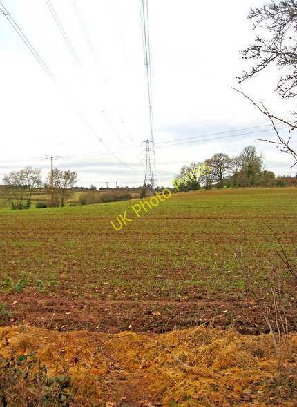 Photo 6"x4" Field with electricity pylon Stourport-on-Severn c2010