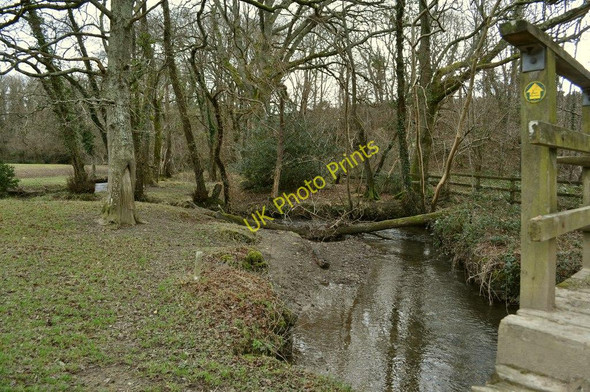 Photo 6"x4" Facing upstream by a footbridge over Knowl Water Heanton Punchardon c2011