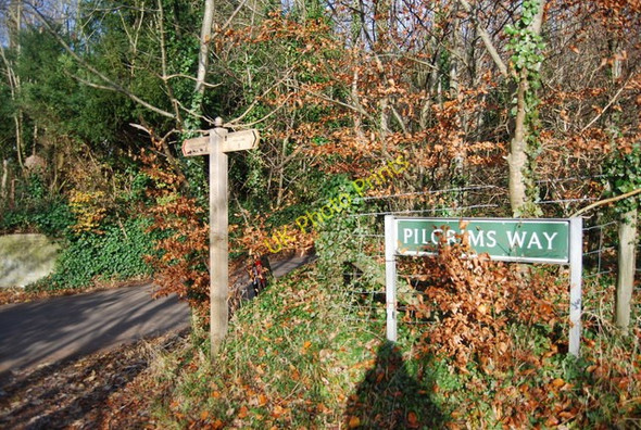 Photo 6"x4" North Downs Way sign, Pilgrims' Way Harrietsham c2010