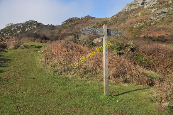 Photo 6"x4" Footpath sign, Starehole Bay Combe\/SX7138 c2011