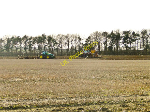 Photo 6"x4" Ploughing stubble and sowing next year's crop Great Massingham c2011