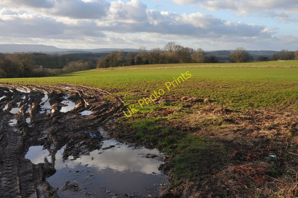 Photo 6"x4" View over farmland to the Black Mountains Cross Llyde c2011