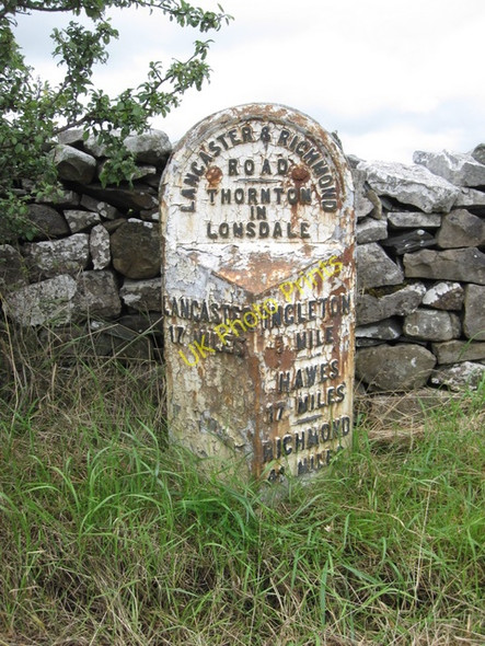 Photo 6"x4" Old milepost outside Thornton in Lonsdale Thornton in Lonsdale c2009