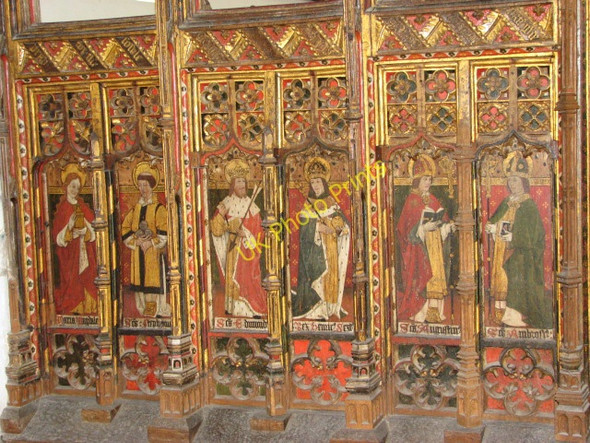 Photo 6"x4" St Catherine's church - rood screen panels Ludham c2007