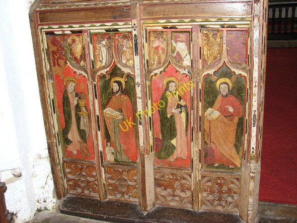 Photo 6"x4" All Saints church - rood screen panels Morston c2007