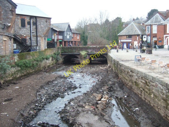 Photo 6"x4" Stream bed, former leat, Exeter quay with road bridge Exeter c2008