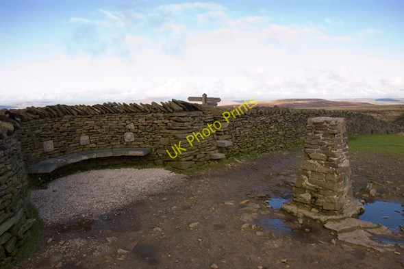 Photo 6"x4" Summit shelter and Trig Point Pen-y-Ghent Brackenbottom c2009