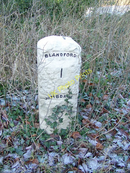 Photo 6"x4" Milestone near Blandford Forum Blandford Forum c2010