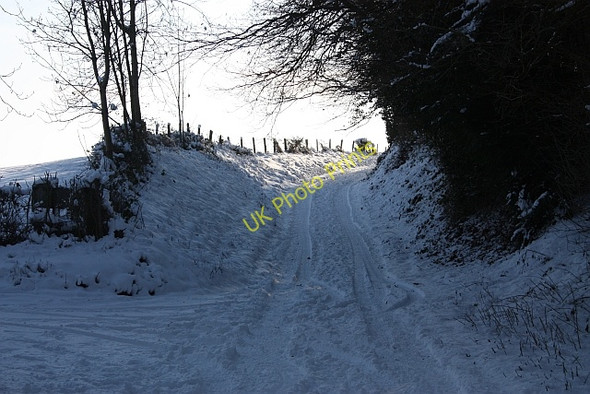 Photo 6"x4" Lane to Underhills Farm in the snow Little Malvern c2010
