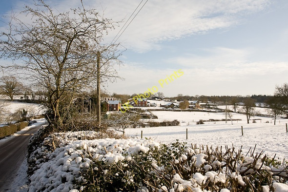 Photo 6"x4" Houses and fields at Fritham in snow Fritham c2010