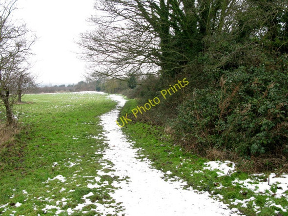 Photo 6"x4" Snow covered footpath heading NE from Marshborough Marshborough c2010