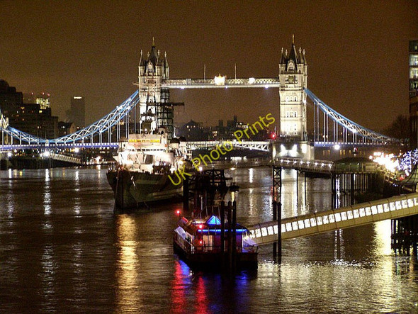Photo 6"x4" Tower Bridge and HMS Belfast London c2010