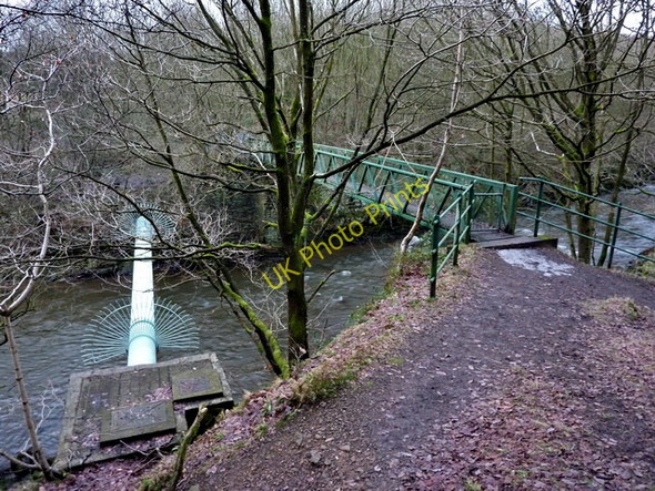 Photo 6"x4" Footbridge and pipe over the River Irwell Ramsbottom c2010