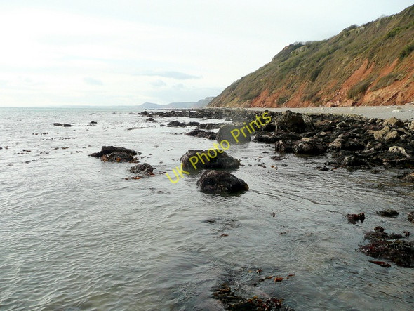 Photo 6"x4" Branscombe rocks looking west Vicarage c2010