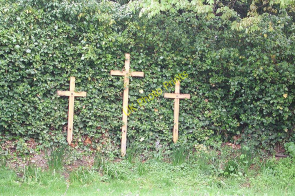Photo 6"x4" Holy Angels, Cranford - Calvary crosses Cranford\/TQ1076 c2004