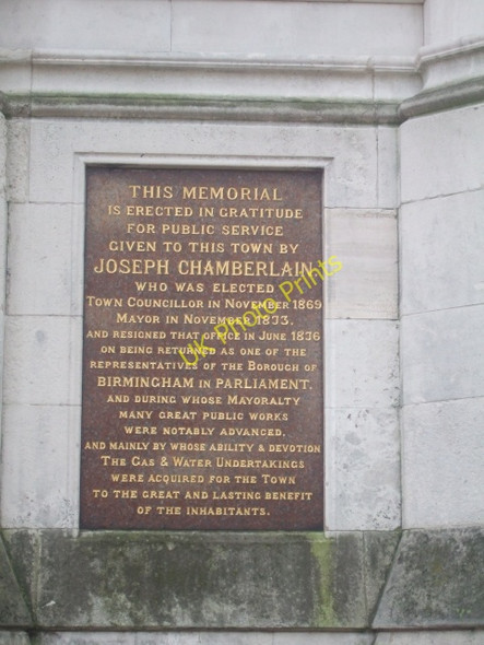 Photo 6"x4" Chamberlain memorial, Birmingham Lee Bank c2010