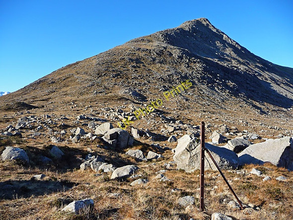 Photo 6"x4" Fence post on the bealach Am Fraoch-choire\/NG5124 c2010