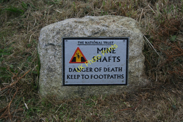 Photo 6"x4" Mineshaft warning sign Boscean c2009