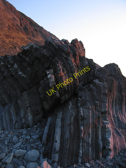 Photo 6"x4" Folded and cracked strata below Allt Wen Aberystwyth c2010