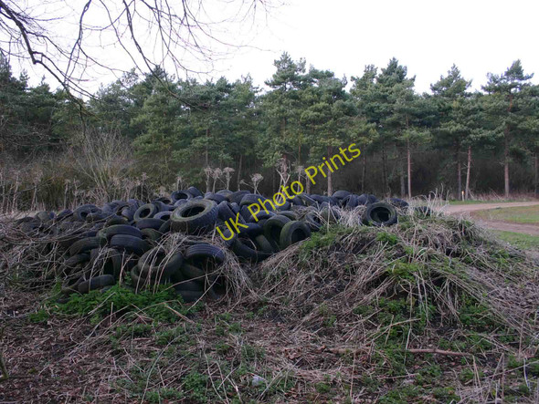 Photo 6"x4" Pile of tyres by the bridleway, Ettington Park Ettington c2010