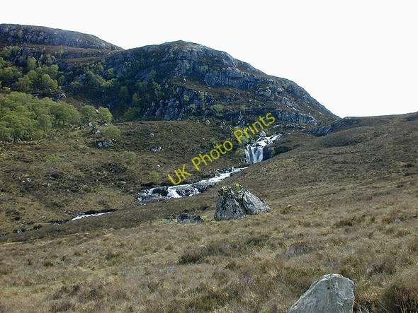 Photo 6"x4" Waterfall at the head of Gleann Chaorachain Loch Coire Chaorachain c2003