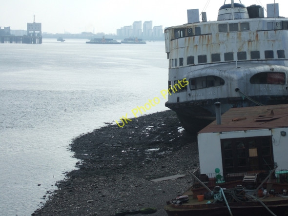 Photo 6"x4" Two hulks east of the Thames Barrier Woolwich c2010
