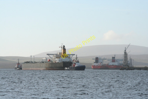 Photo 6"x4" Tugs Tirrick and Tystie active escort of Tanker Marie Oriens out of Sullom Voe Oil Terminal Scatsta c2010