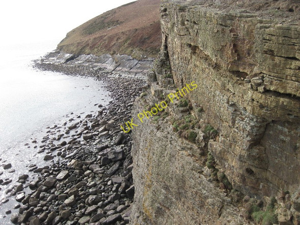 Photo 6"x4" Cliffs and bedding planes near Trwyn Llech-y-doll Mynydd Gilan c2010