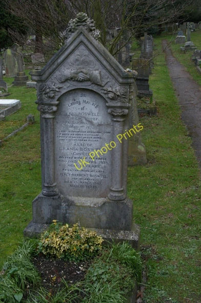 Photo 6"x4" Grave of Levi and Urania Boswell, Farnborough churchyard Orpington c2011