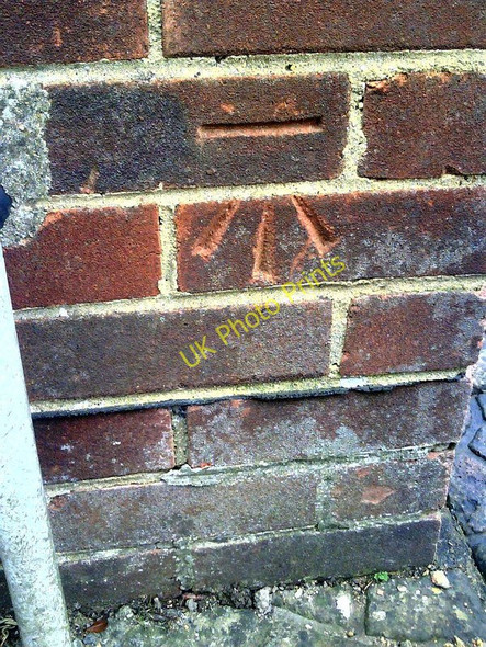Photo 6"x4" Benchmark on the garage of #131 Windsor Road Swindon\/SU1685 c2011