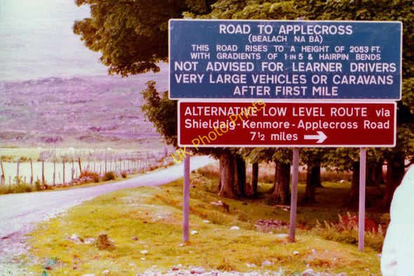 Photo 6"x4" Signs for the road to Applecross in 1980 Sanachan c1980