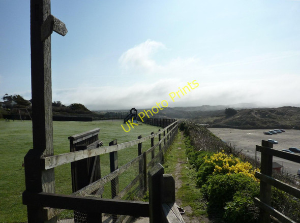Photo 6"x4" Gate and signpost on Coastpath above Saunton Sands Saunton c2011