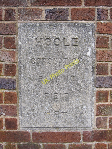 Photo 6"x4" Plaque at the entrance to Hoole Coronation Playing Field #1 Chester c2011