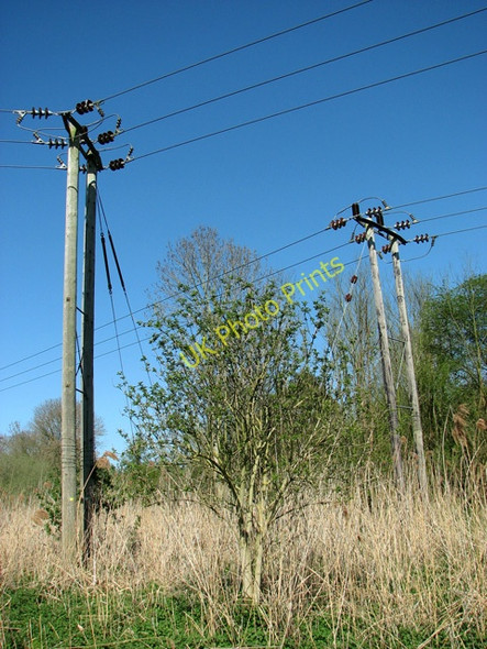 Photo 6"x4" Electricity poles, Tasburgh Low Tharston c2011