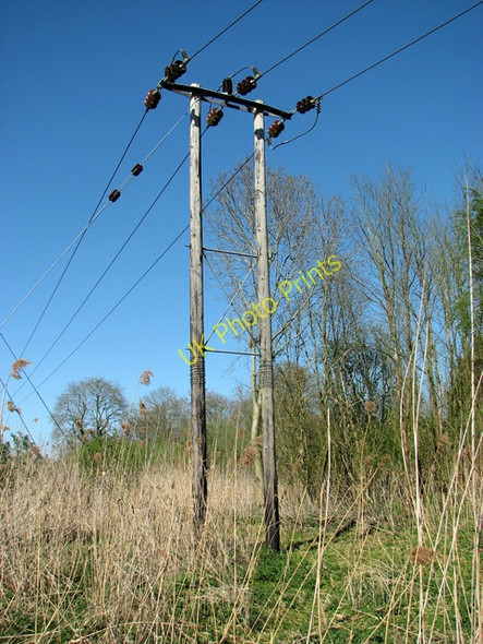 Photo 6"x4" Electricity pole, Tasburgh Low Tharston c2011
