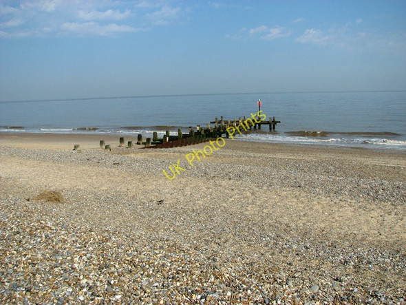 Photo 6"x4" Wooden groyne on Pakefield beach Lowestoft c2011