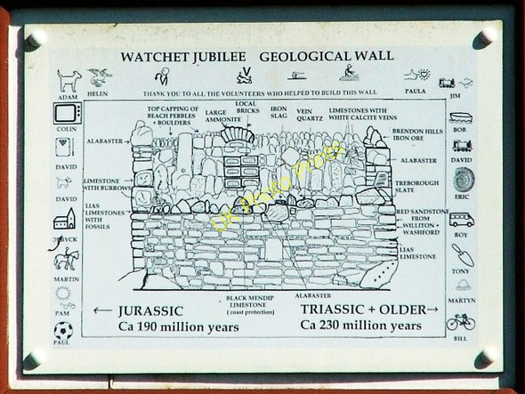 Photo 6"x4" Interpretation board on Watchet geological wall Watchet c2007