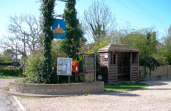 Photo 6"x4" A pub sign, telephone box, post box, notice board and bus shelter East Stourmouth c2008