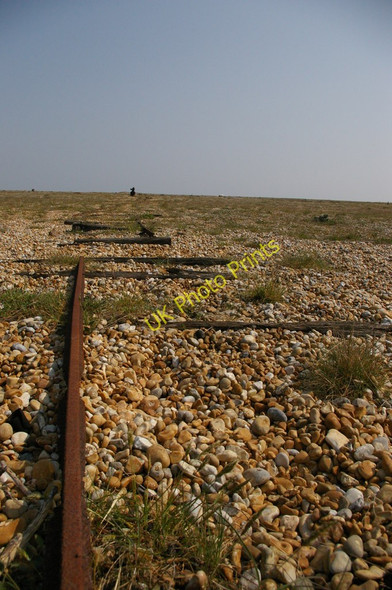 Photo 6"x4" Dungeness, looking seaward: rails and winch for dragging fishing vessels ashore Dungeness c2011