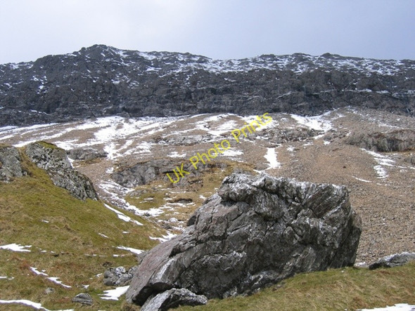 Photo 6"x4" A rock by the Pyg track, and the Crib Goch ridge Gwastadnant c2008