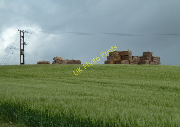 Photo 6"x4" Field with bales near Park Hall Spinkhill c2011