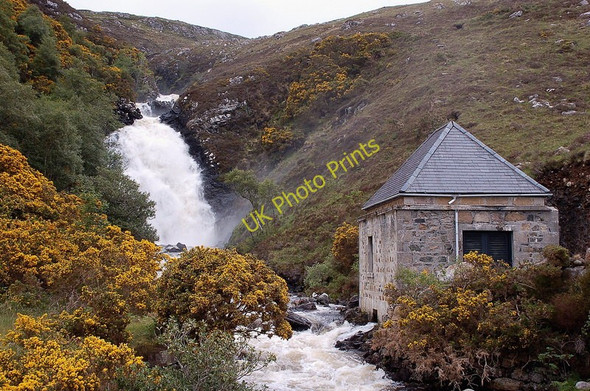 Photo 6"x4" Waterfall and hydro plant, Maldie Burn Unapool c2011